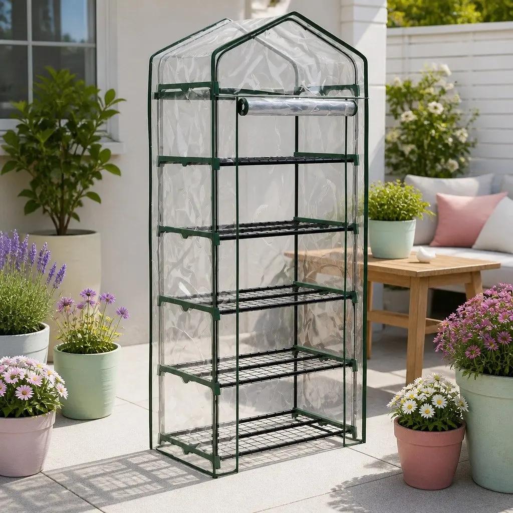 Greenhouse Mini Garden Bed Planter Box for Deck Patio 5 Tier