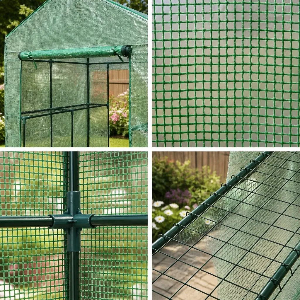 Walk-In Greenhouse for Garden 1.4x1.55x2M with 8 Shelves Portable Plant Shed