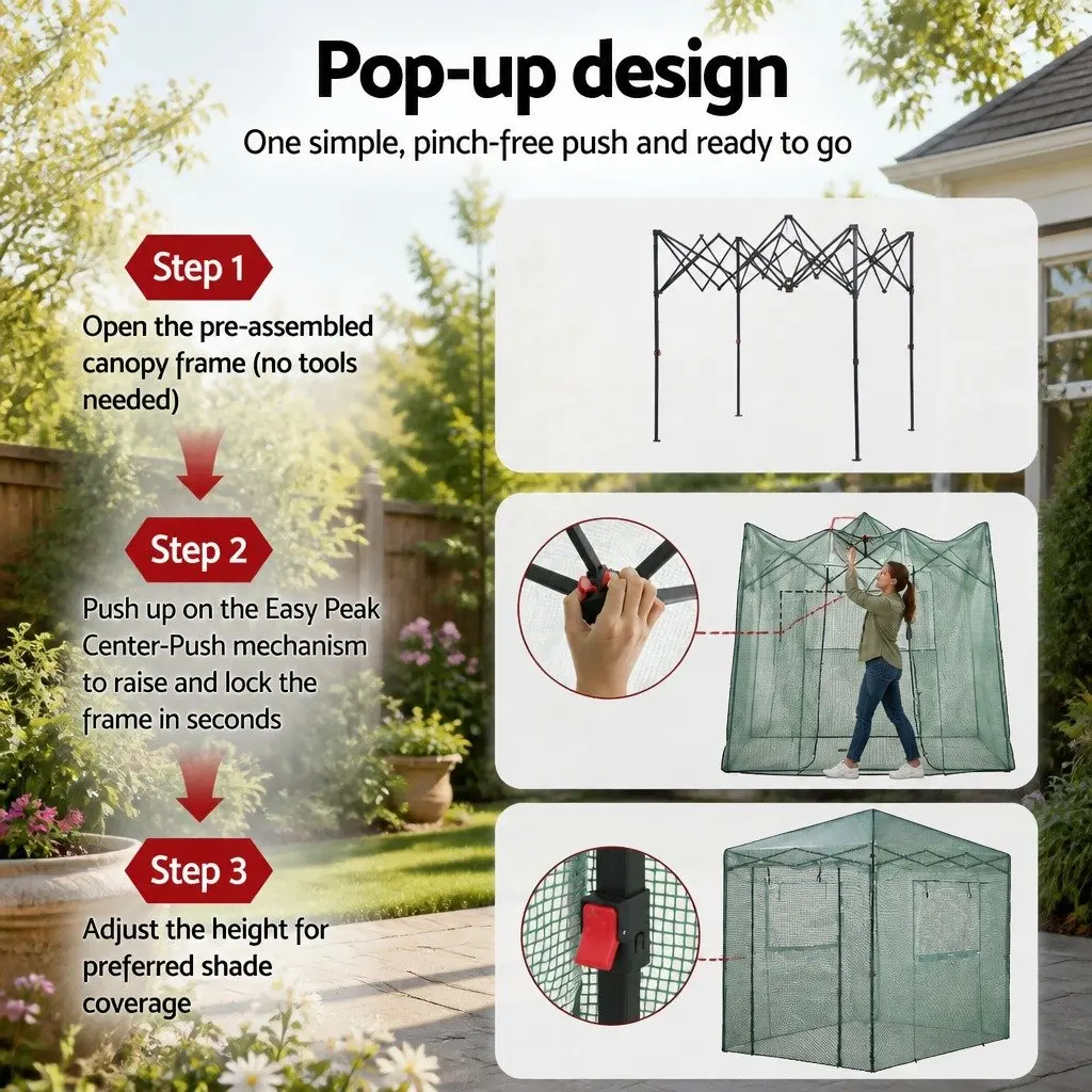 Walk-In Greenhouse for Home Garden 180x240x240cm Steel Frame PE Cover