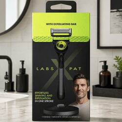 Razor Handle with 2 Cartridges Magnetic Stand Exfoliating Bar Ergonomic Grooming