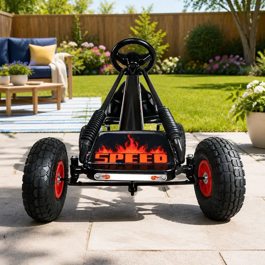 Pedal Go Kart Outdoor Toy for Kids Adjustable Seat Black Rubber Tyre