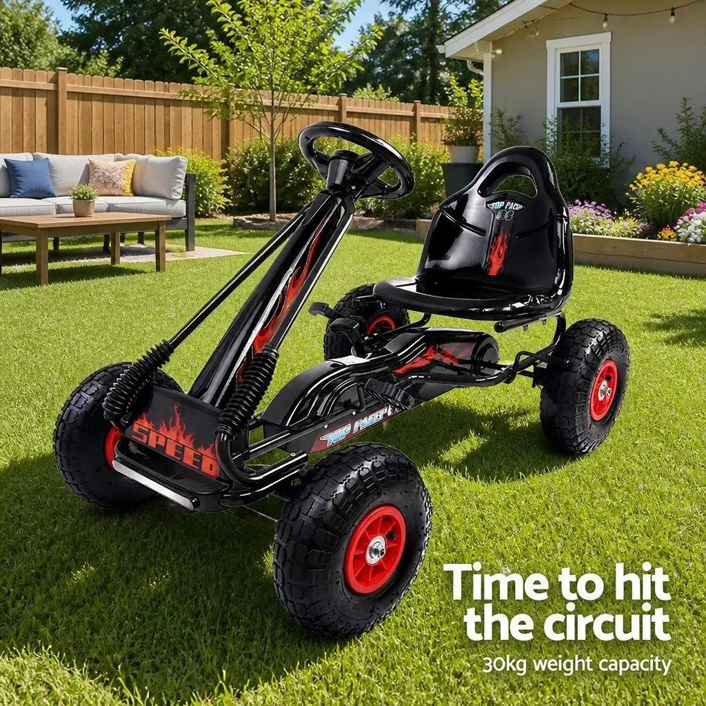Pedal Go Kart Outdoor Toy for Kids Adjustable Seat Black Rubber Tyre