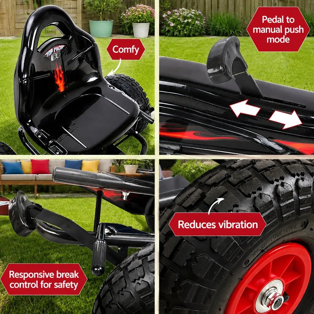 Pedal Go Kart Outdoor Toy for Kids Adjustable Seat Black Rubber Tyre