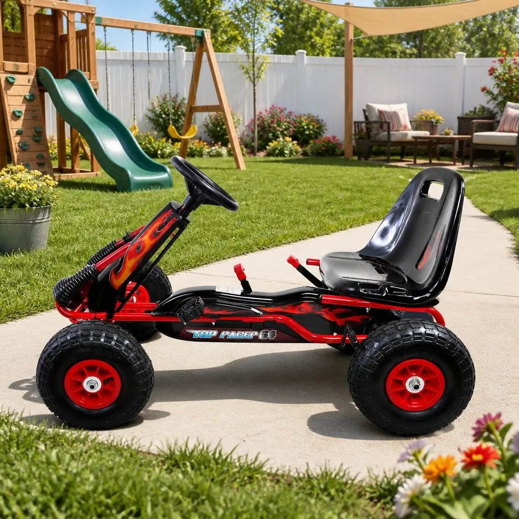 Kids Pedal Go Kart Ride On Car Outdoor Fun Red