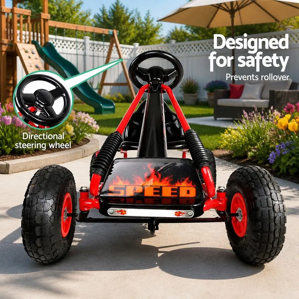 Kids Pedal Go Kart Ride On Car Outdoor Fun Red