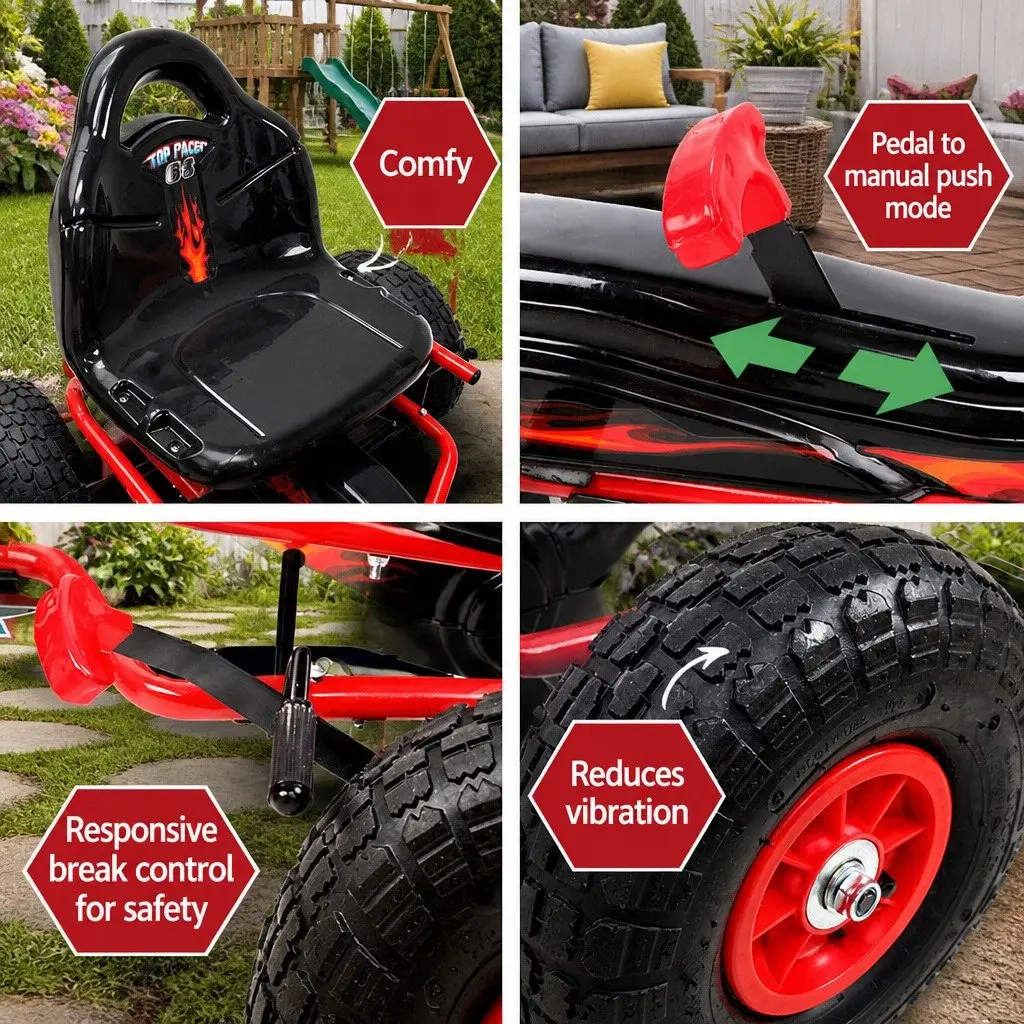 Kids Pedal Go Kart Ride On Car Outdoor Fun Red