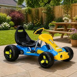 Kids Pedal Go Kart Ride On Racing Car Toy Blue Plastic Tyre Outdoor Play