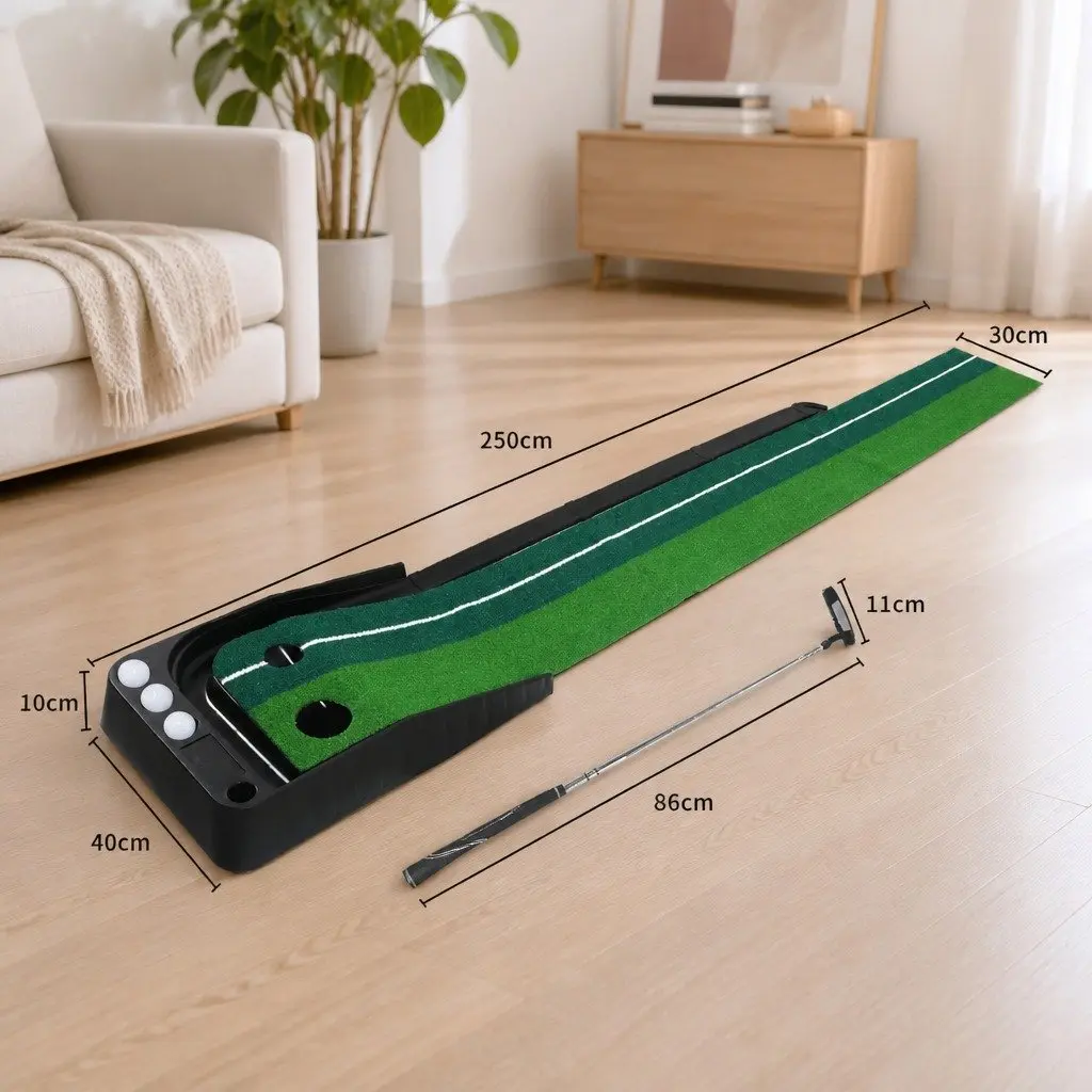 250cm Golf Putting Mat with Adjustable Dual Holes