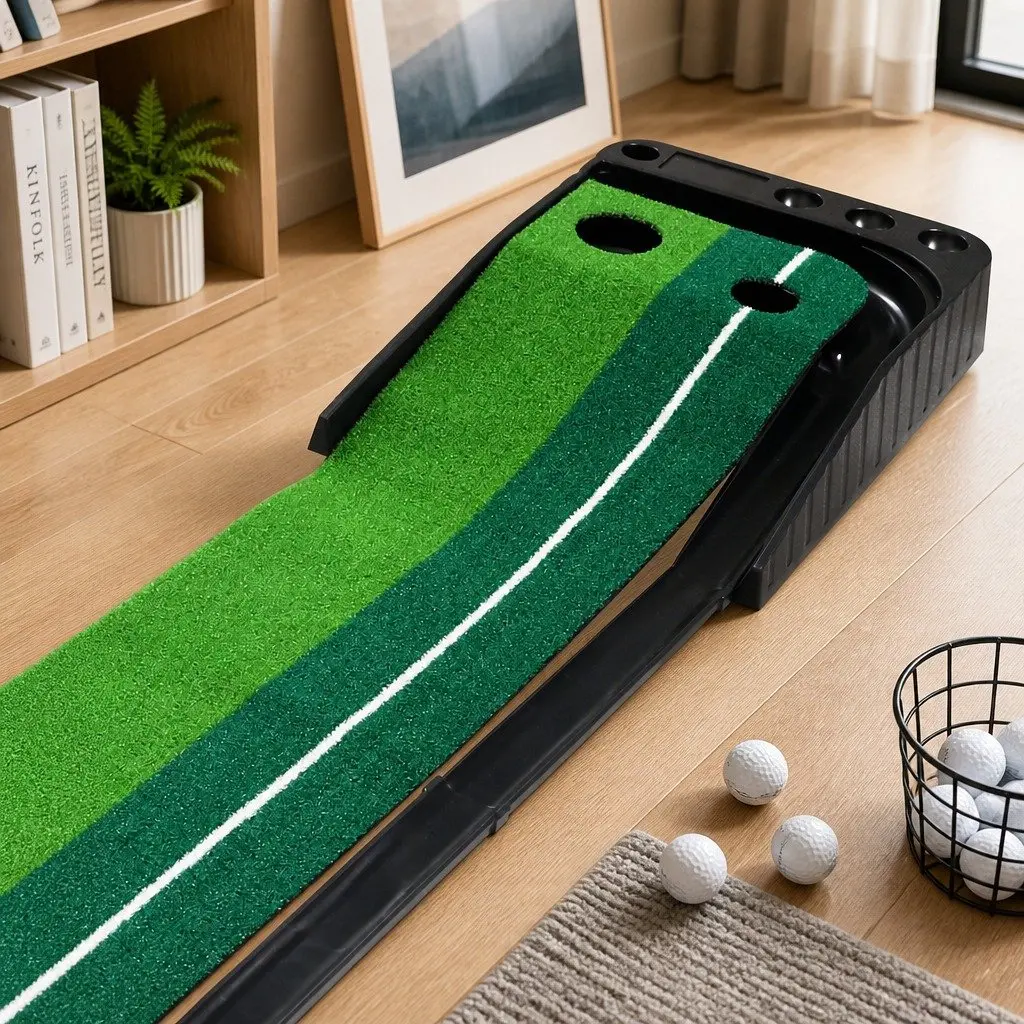 250cm Golf Putting Mat with Adjustable Dual Holes