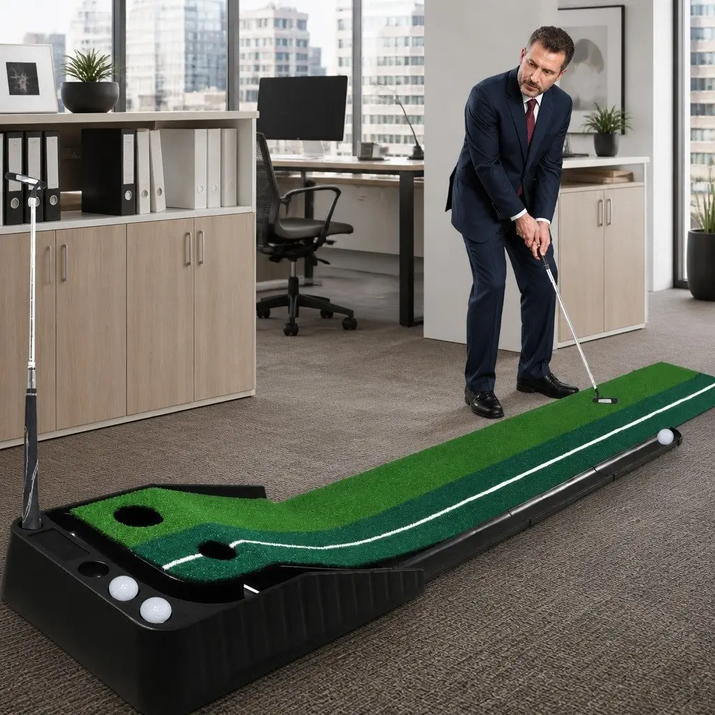 250cm Golf Putting Mat with Adjustable Dual Holes