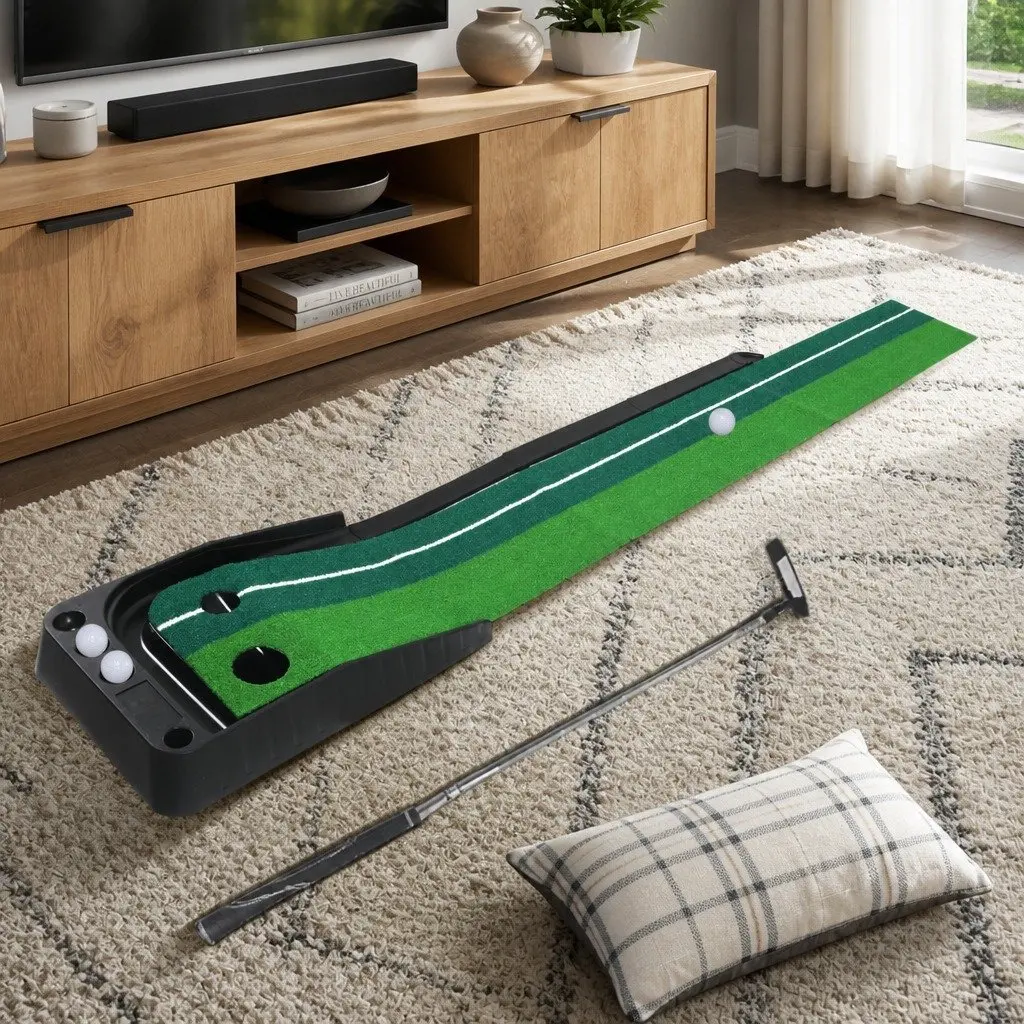250cm Golf Putting Mat with Adjustable Dual Holes