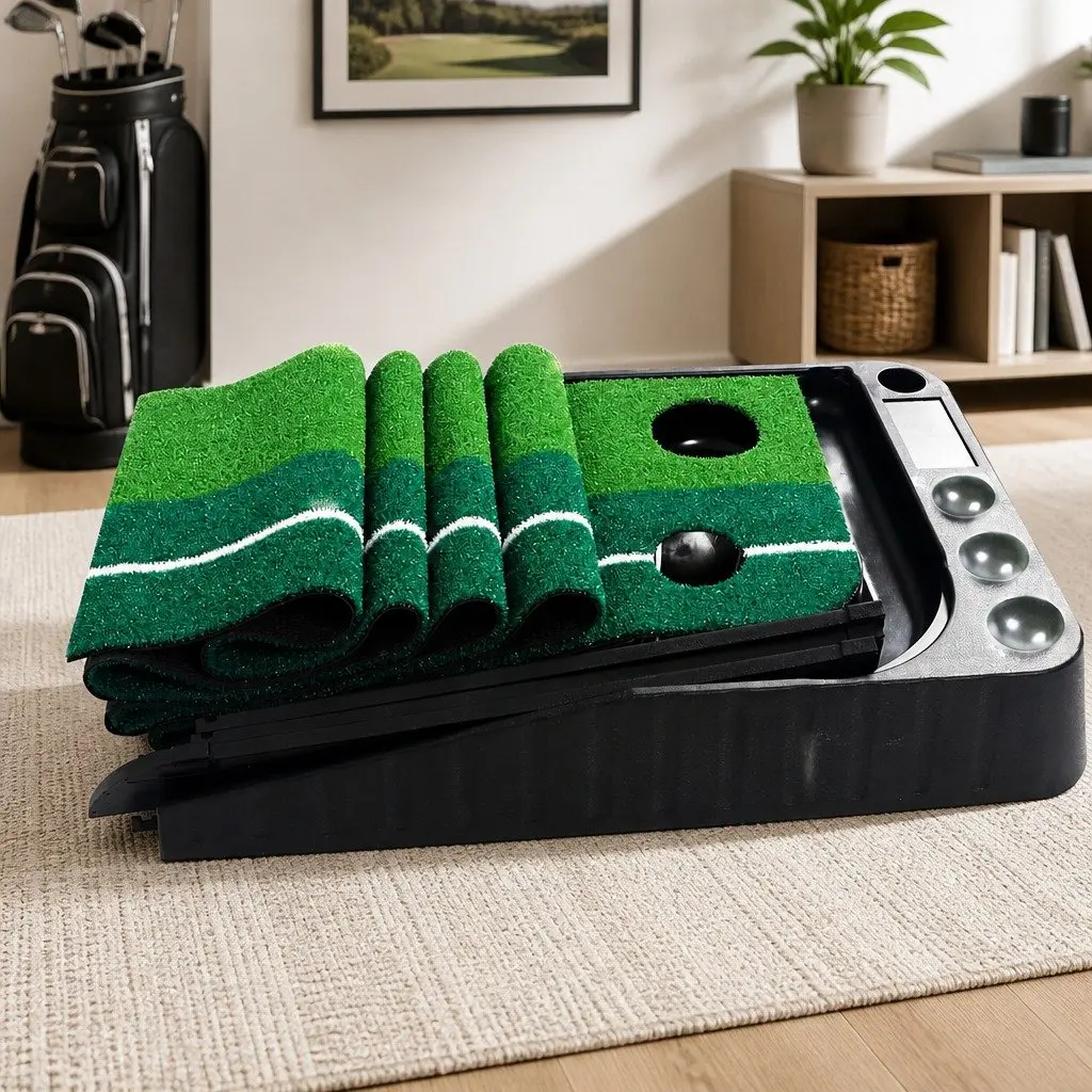Golf Putting Mat Indoor Practice Trainer Dual Holes 250cm x 40cm