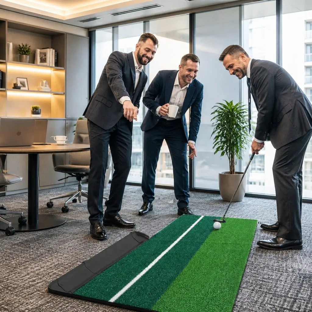 Golf Putting Mat Indoor Practice Trainer Dual Holes 250cm x 40cm