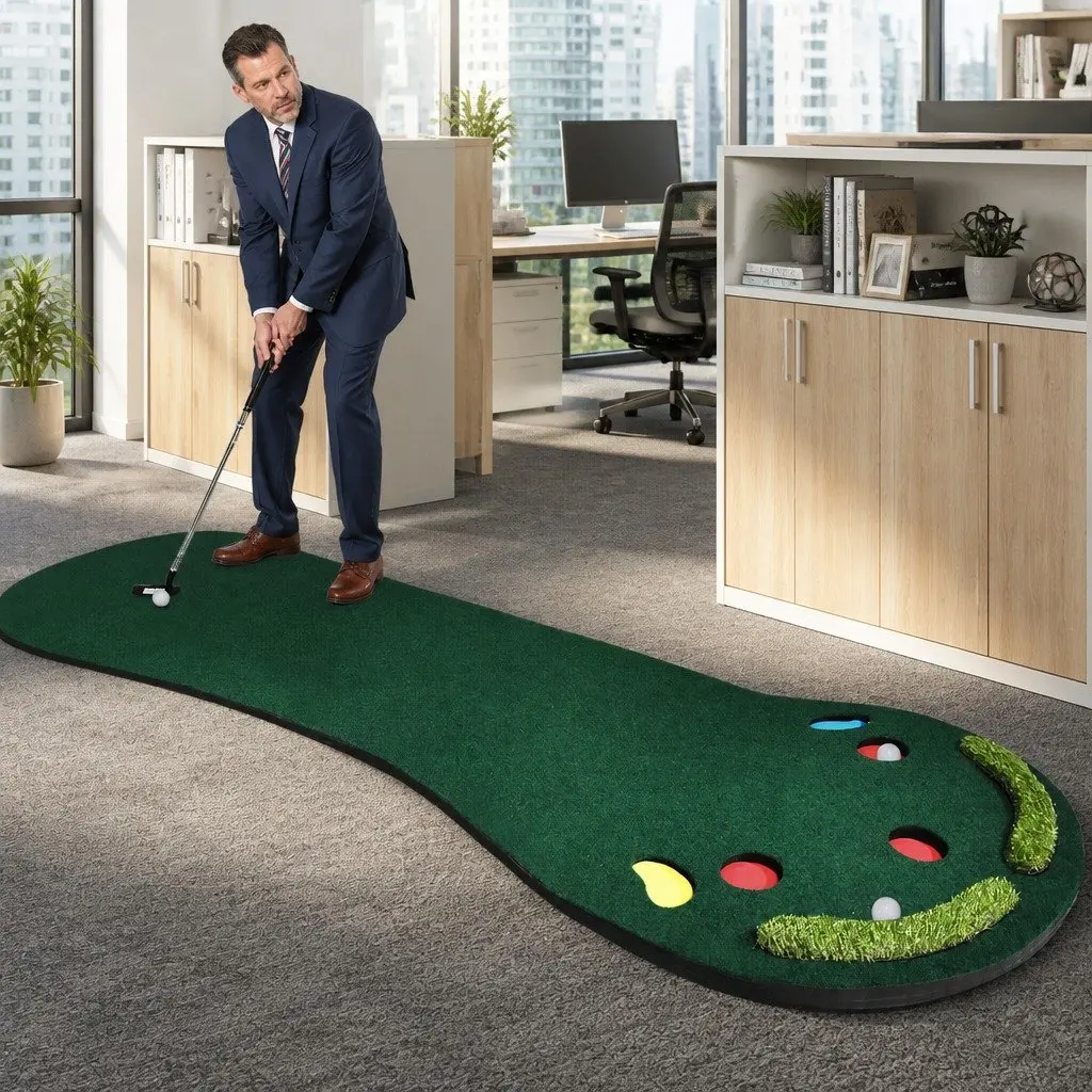Golf Putting Mat 3M Practice Indoor Outdoor Portable Anti-Slip Simulated Straw