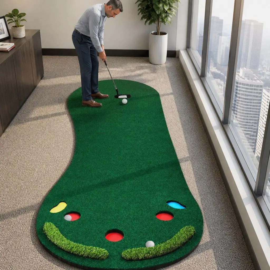 Golf Putting Mat 3M Practice Indoor Outdoor Portable Anti-Slip Simulated Straw