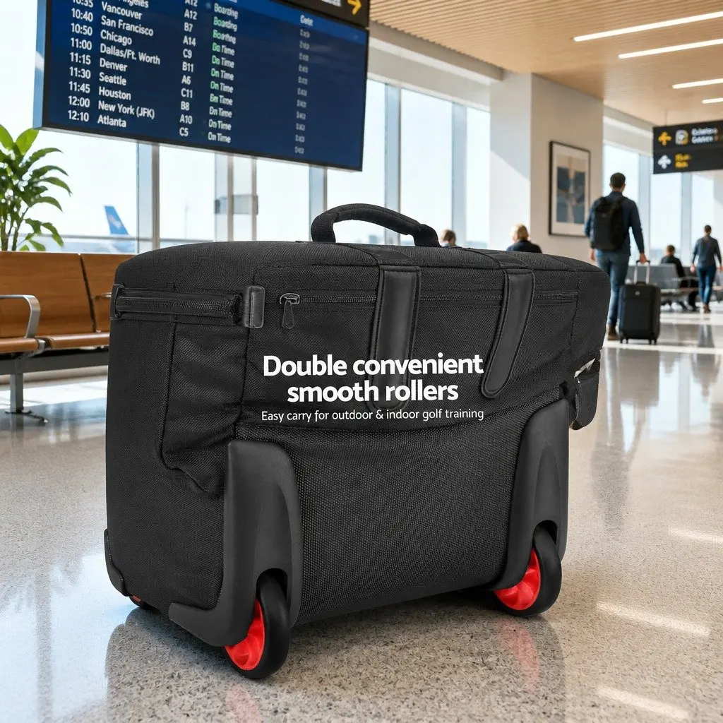 Golf Travel Bag with Wheels Hard Case Foldable Airline Clubs Storage Black