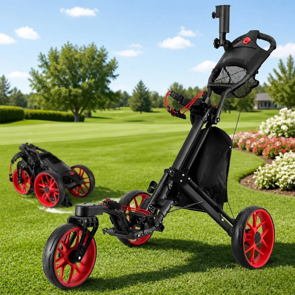 Golf Trolley Cart 3 Wheels Outdoor Recreation Foldable Size