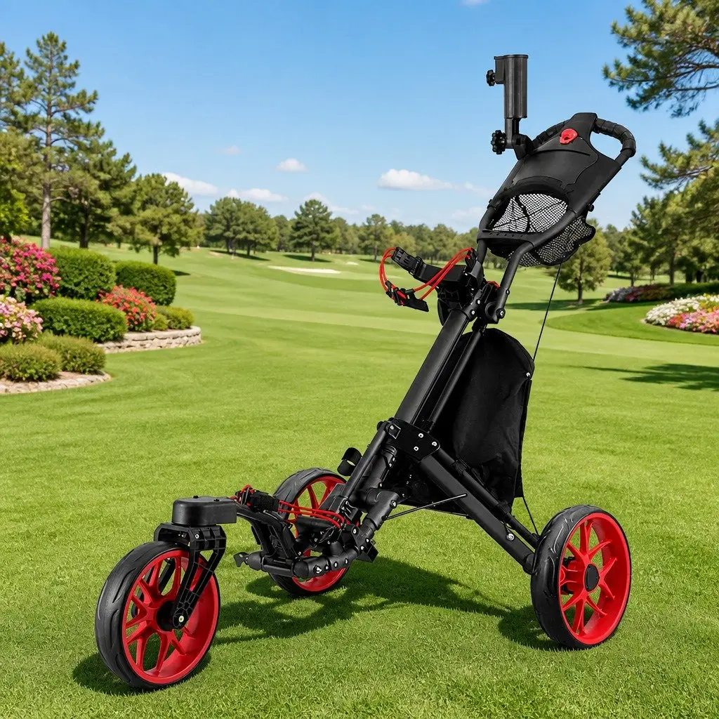Golf Trolley Cart 3 Wheels Outdoor Recreation Foldable Size