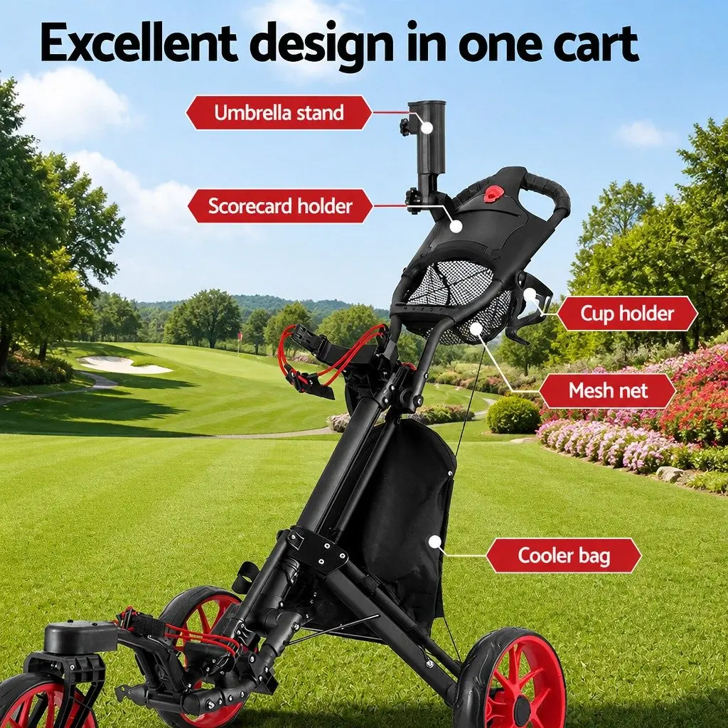 Golf Trolley Cart 3 Wheels Outdoor Recreation Foldable Size