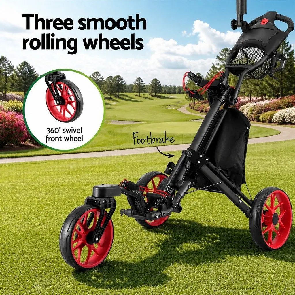 Golf Trolley Cart 3 Wheels Outdoor Recreation Foldable Size