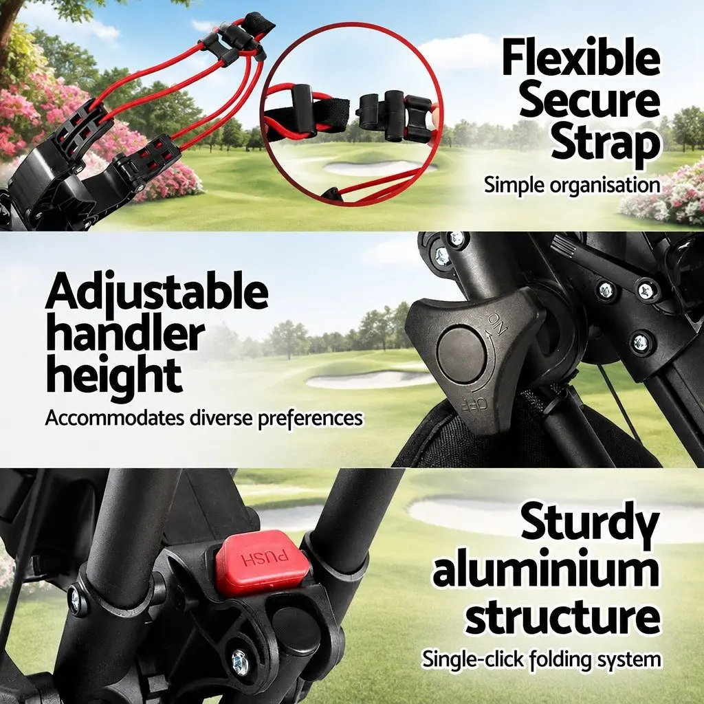 Golf Trolley Cart 3 Wheels Outdoor Recreation Foldable Size