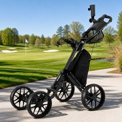 Golf Buggy Foldable Trolley Cart 4 Wheels Umbrella Bottle Holder Storage Mesh