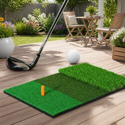 3 in 1 Golf Hitting Mat - Green, 40cm x 60cm