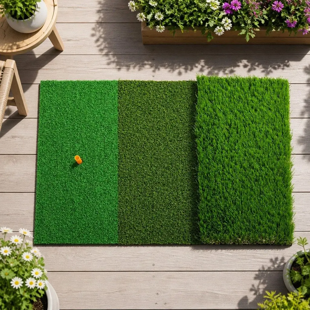 Golf Hitting Mat 3 in 1 Portable Driving Range Practice Training Aid Green Turf