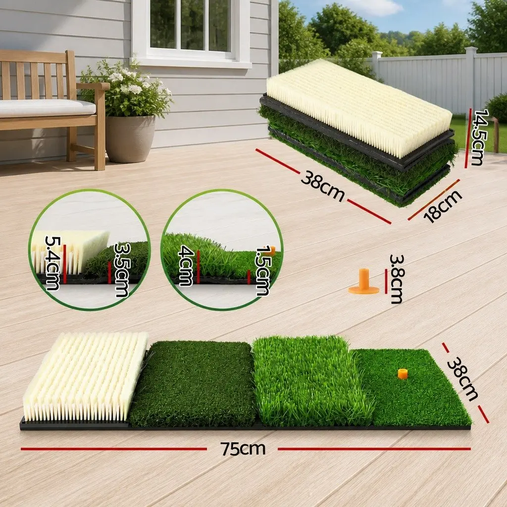 Golf Hitting Mat 4 in 1 Foldable Practice Turf Training Aid Backyard Driving