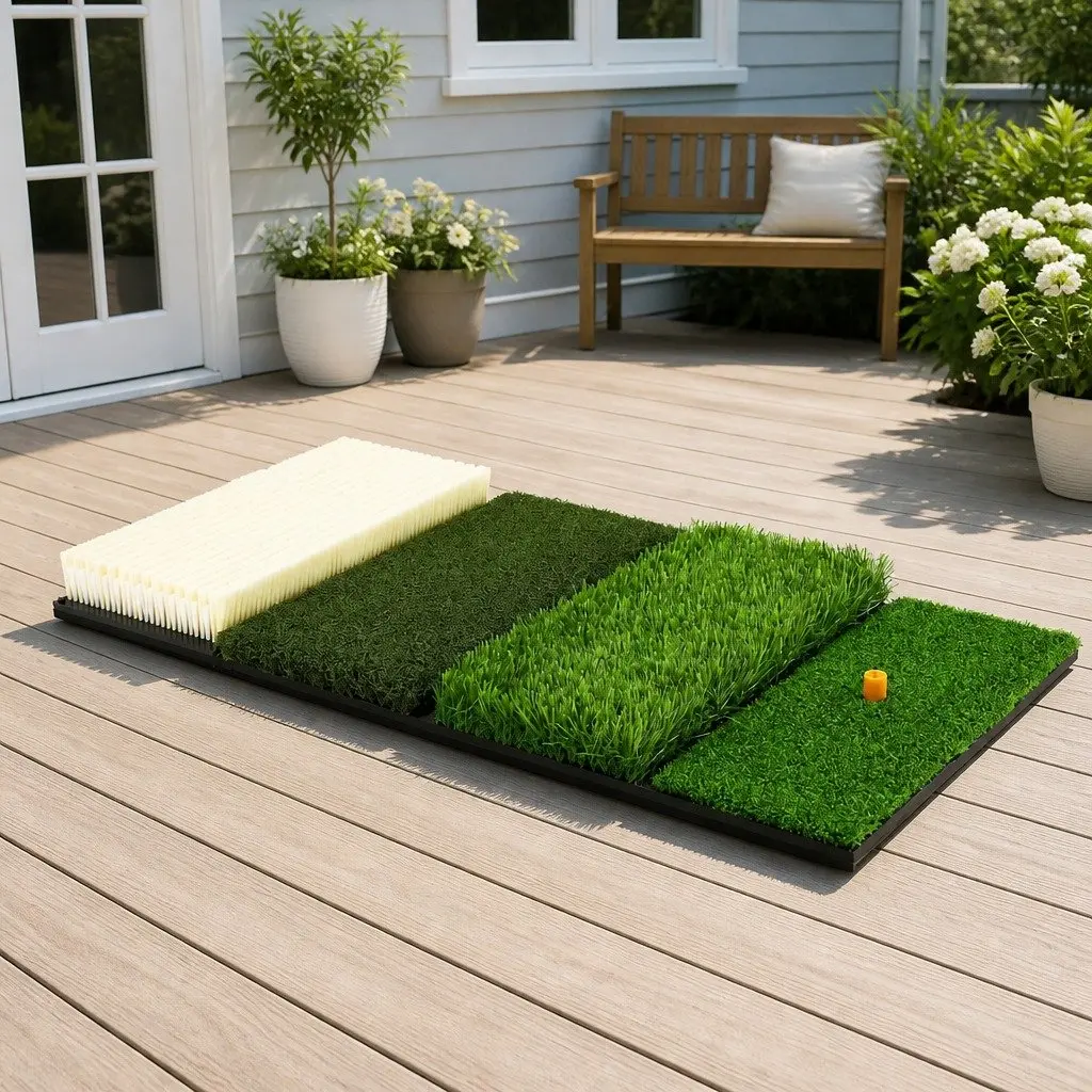 Golf Hitting Mat 4 in 1 Foldable Practice Turf Training Aid Backyard Driving