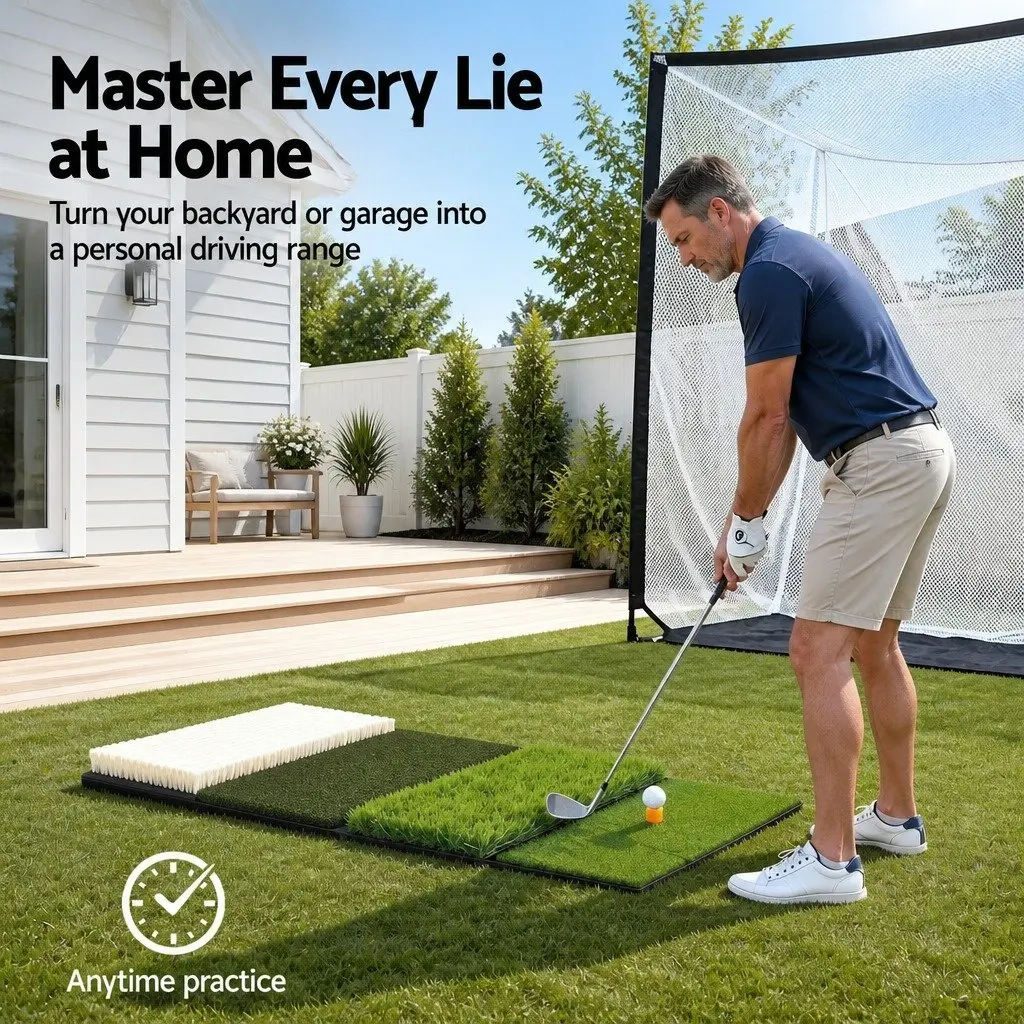 Golf Hitting Mat 4 in 1 Foldable Practice Turf Training Aid Backyard Driving