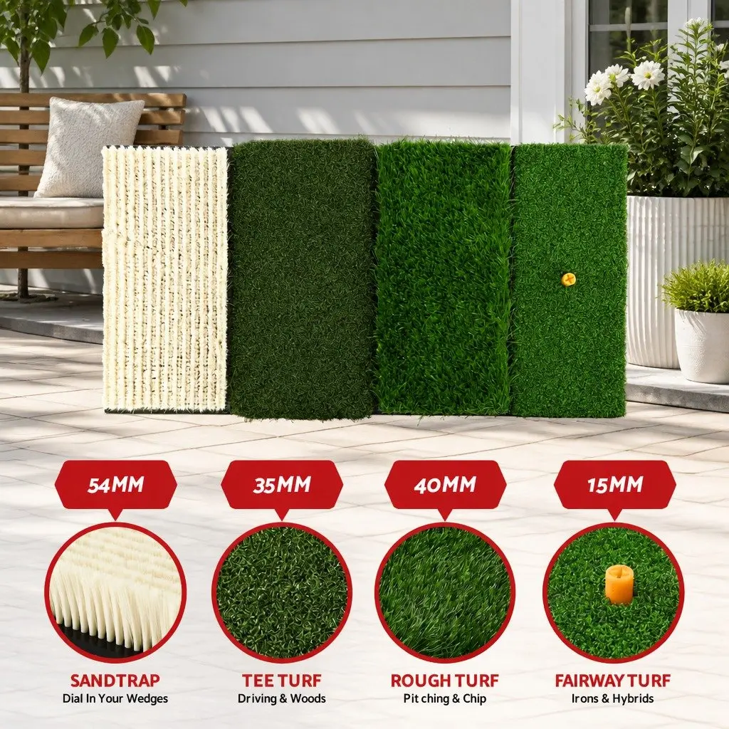 Golf Hitting Mat 4 in 1 Foldable Practice Turf Training Aid Backyard Driving
