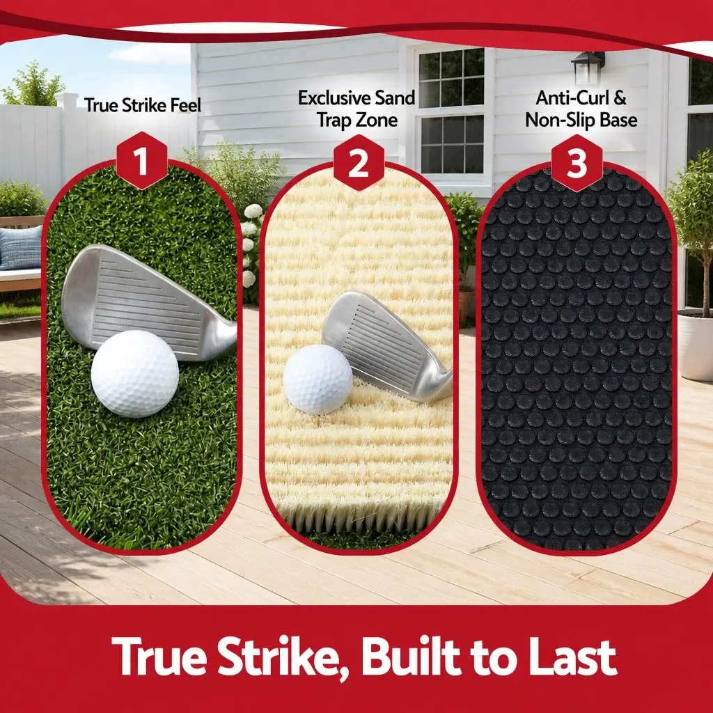 Golf Hitting Mat 4 in 1 Foldable Practice Turf Training Aid Backyard Driving