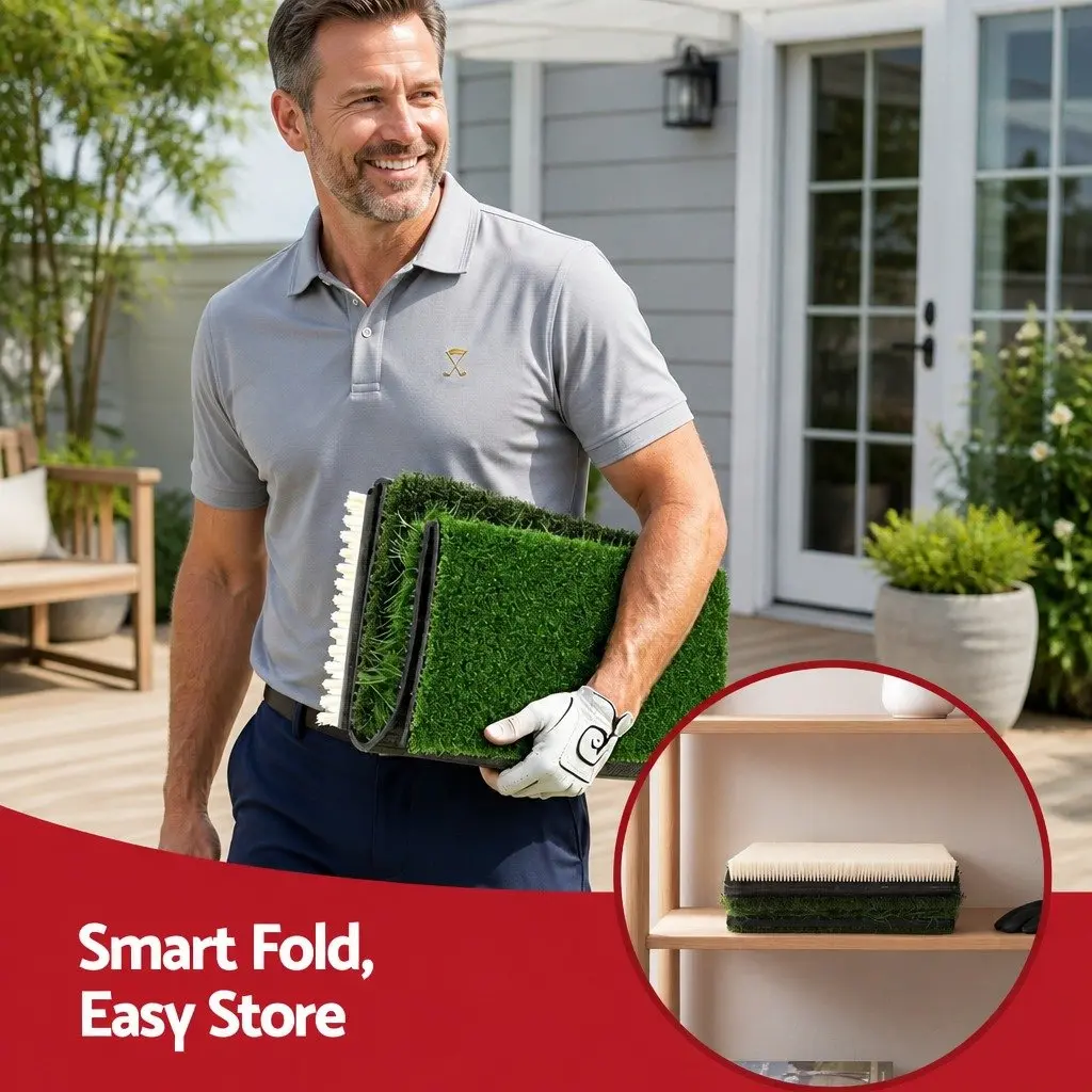 Golf Hitting Mat 4 in 1 Foldable Practice Turf Training Aid Backyard Driving