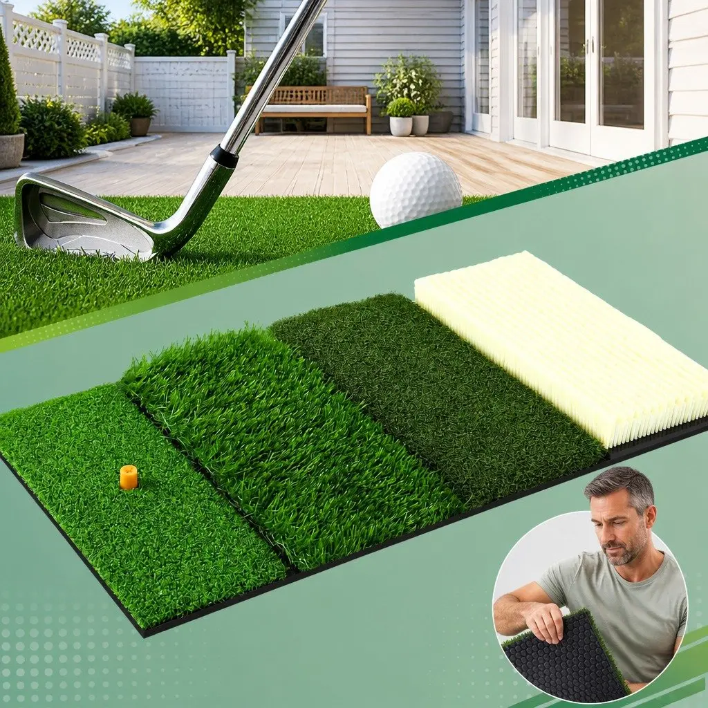 Golf Hitting Mat 4 in 1 Foldable Practice Turf Training Aid Backyard Driving