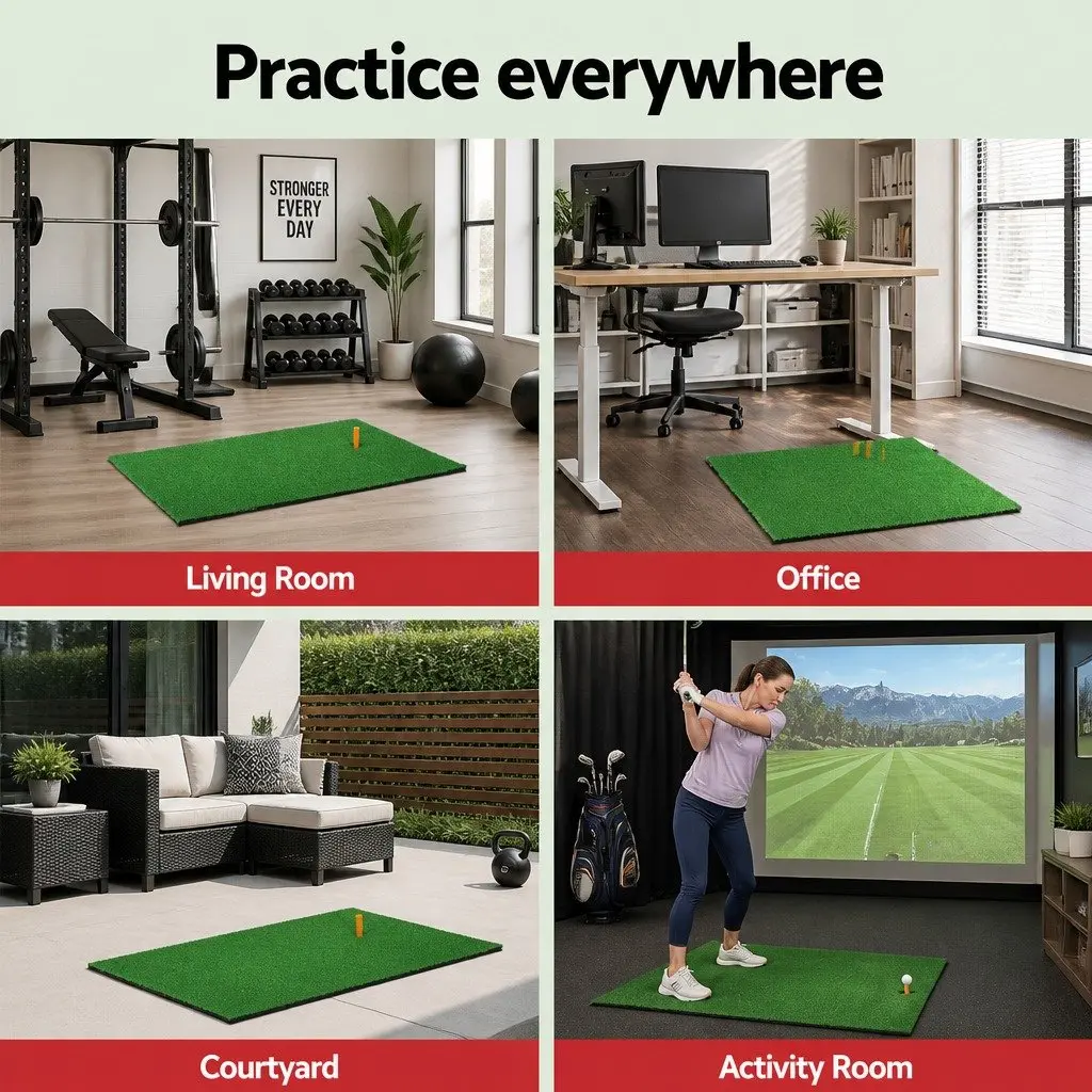 80x60cm Golf Hitting Practice Mat with Anti-Slip Base