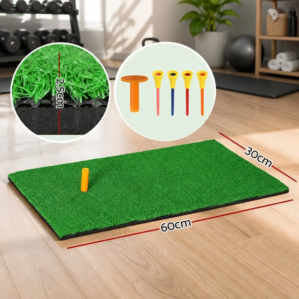 Golf Hitting Mat Portable Driving Range Practice Training Aid 60x30cm Green