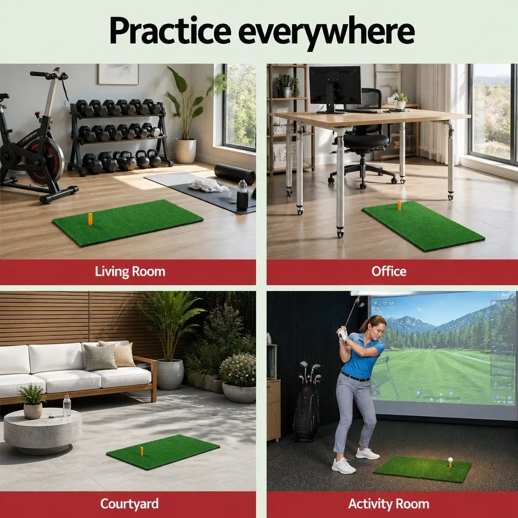 Golf Hitting Mat Portable Driving Range Practice Training Aid 60x30cm Green
