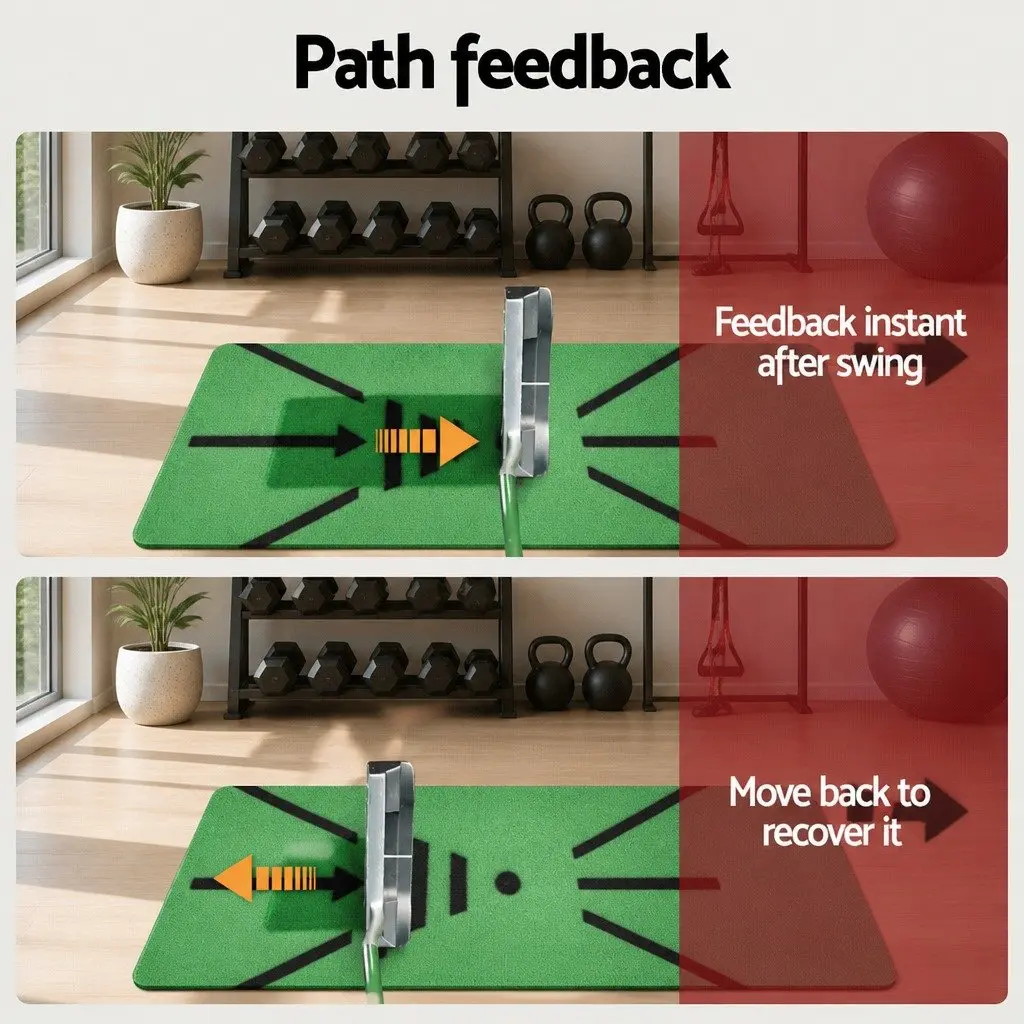 Golf Hitting Mat Green Swing Path Feedback Training Practice Indoor Outdoor