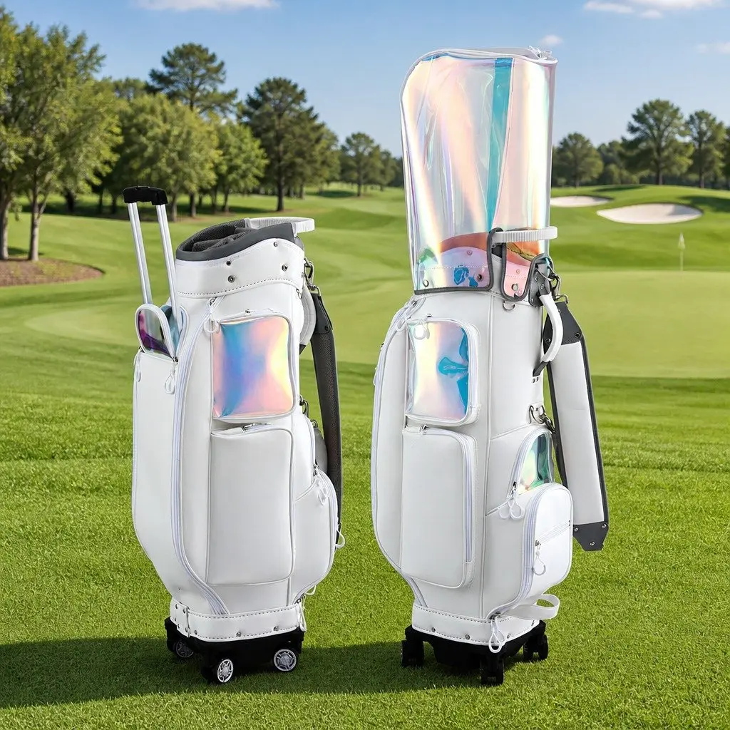 Golf Cart Bag Rolling Buggy Club Organiser with Spinner Wheels Telescopic Handle