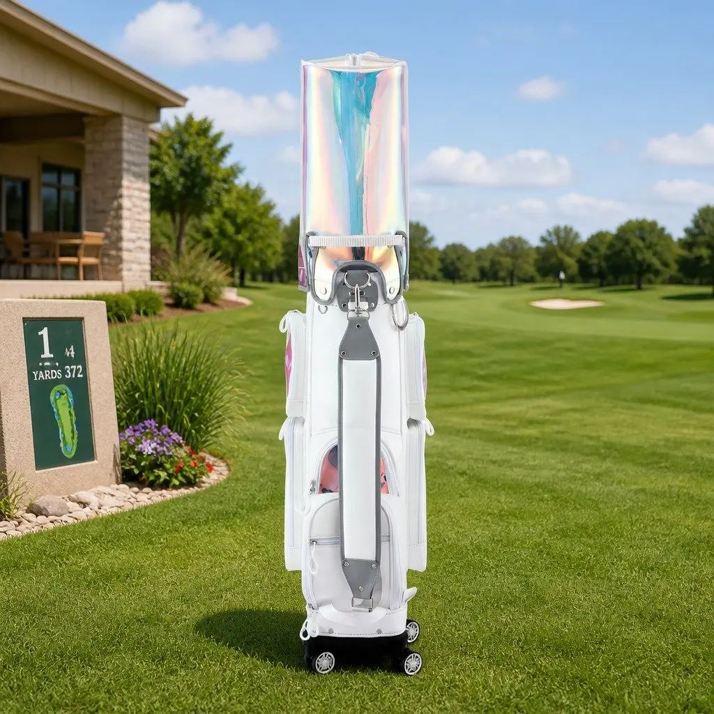 Golf Cart Bag Rolling Buggy Club Organiser with Spinner Wheels Telescopic Handle 37cm x 30cm x 125cm
