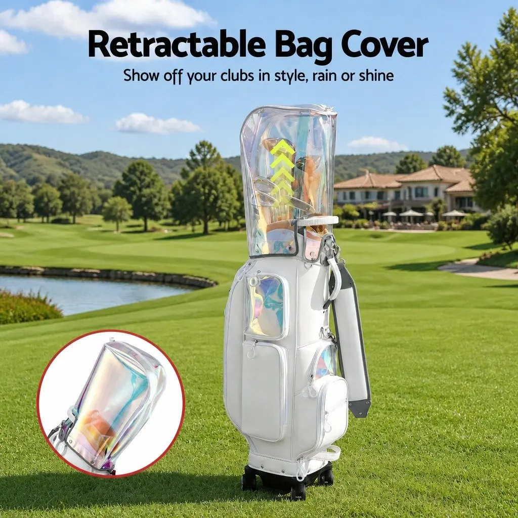 Golf Cart Bag Rolling Buggy Club Organiser with Spinner Wheels Telescopic Handle 37cm x 30cm x 125cm
