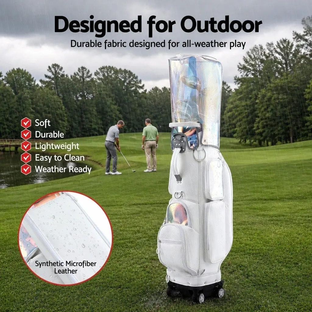 Golf Cart Bag Rolling Buggy Club Organiser with Spinner Wheels Telescopic Handle 37cm x 30cm x 125cm