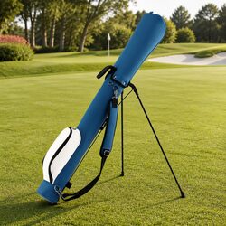 Compact Blue Golf Stand Bag: 5-6 Club Capacity