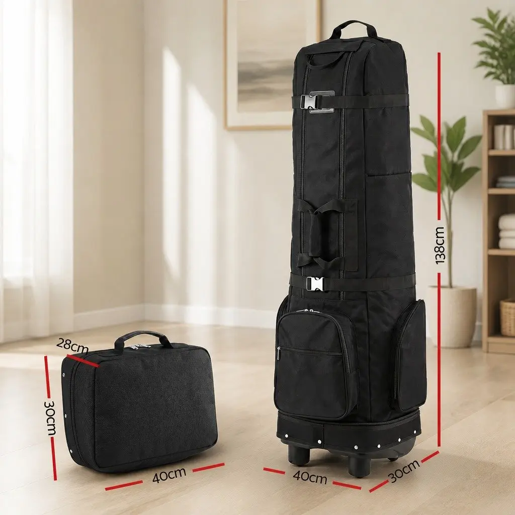 Golf Travel Bag Airline Soft Case Foldable with Wheels Black
