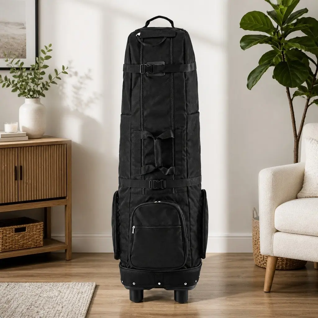 Golf Travel Bag Airline Soft Case Foldable with Wheels Black