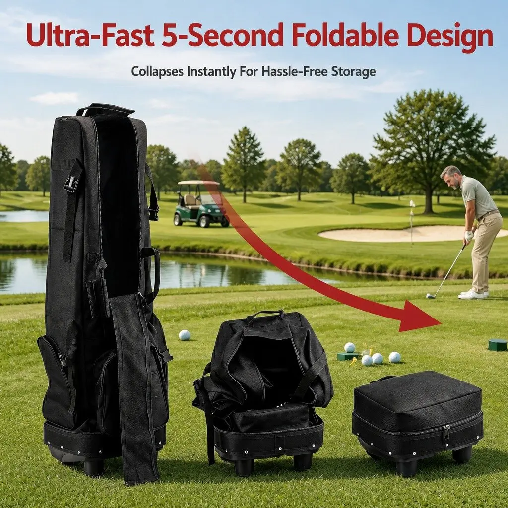 Golf Travel Bag Airline Soft Case Foldable with Wheels Black