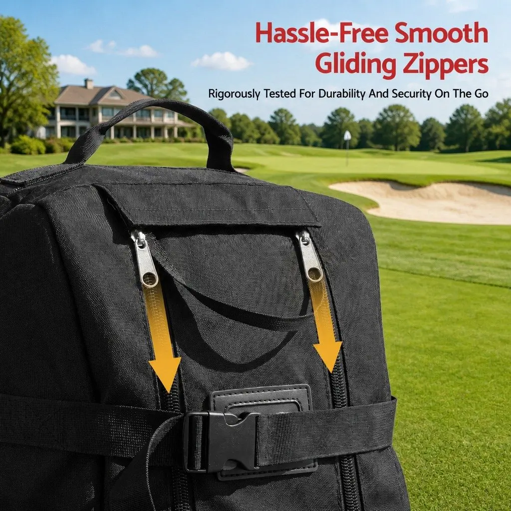 Golf Travel Bag Airline Soft Case Foldable with Wheels Black