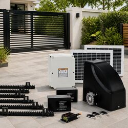 Automatic Sliding Gate Opener Solar Kit 20W 6M 600KG Remote Control Steel Wood