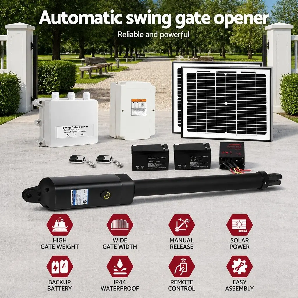 Solar Gate Opener Single Swing 500kg Automatic Control Remote Arm Kit